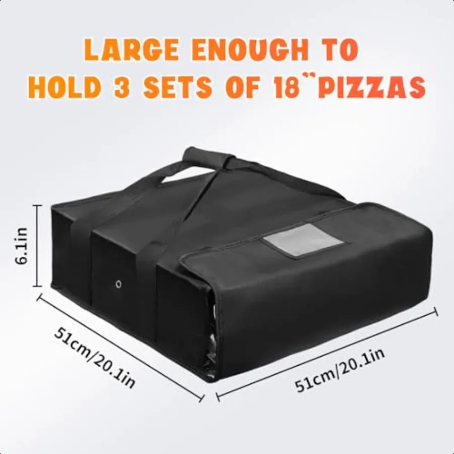 Torby termiczne na pizzę, izolowane torby do przechowywania pizzy na dostawy, wielokrotnego użytku, 20x20x6 cali, torby termiczne na pizzę do przenoszenia gorącej pizzy, opakowanie do dostarczania jedzenia.
