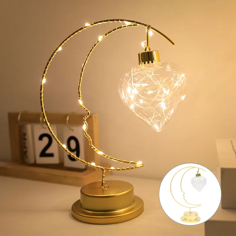 eletrônicos mais vendidos Christmas decorative lamp wrought iron moon indoor ornament night light birthday gift styling lamp