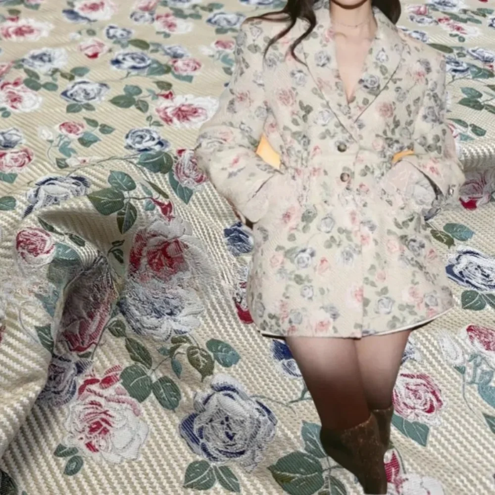 

Yarn Dyed Jacquard Fabric Clothing Rose Relief Brocade for Diy Sew Dress Jacket Apparel Sewing Fabric Cloth By The Meter