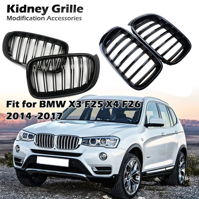 

Rhyming Car Front Bumper Kidney Grille Racing Intake Grill M Performance Style Glossy BLACK Fit For BMW X3 F25 X4 F26 2014-2017