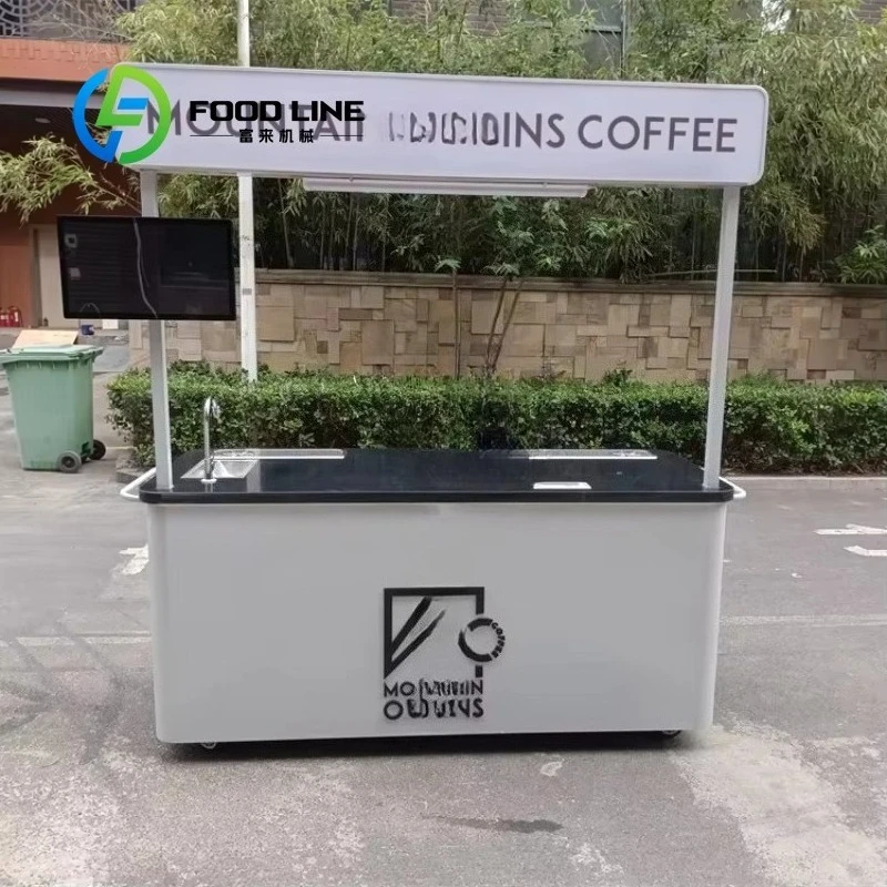 Customized Commercial Hand Push Vending Cart With Built-in Freezer Mobile Food Trolley for Ice Cream Hot Dog Selling