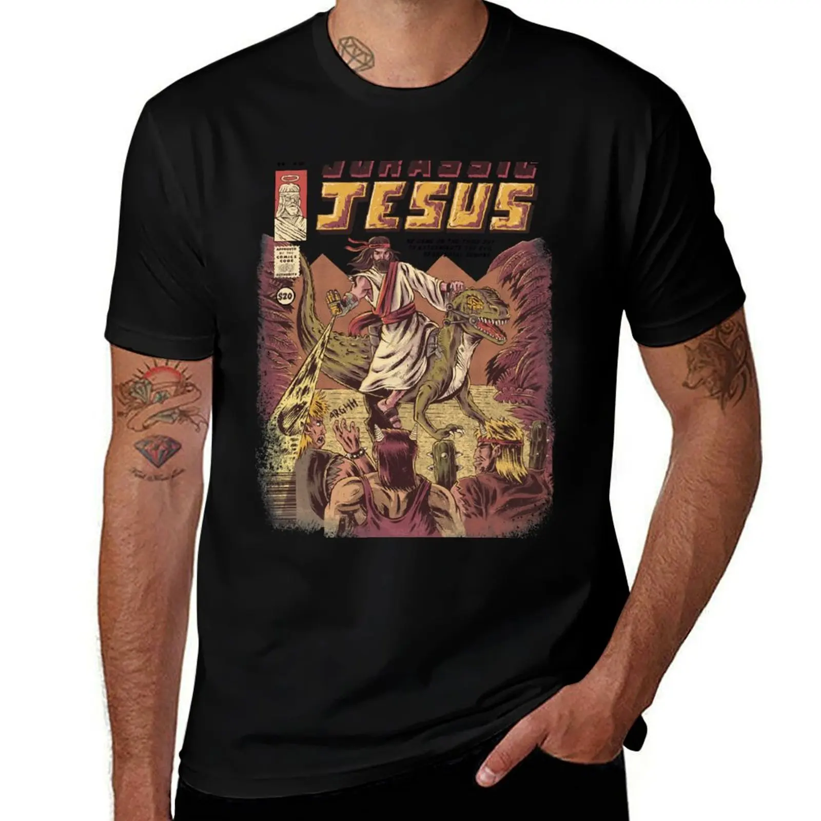 

JURASSIC JESUS T-Shirt plain Aesthetic clothing shirts graphic designer shirts luxury clothes men