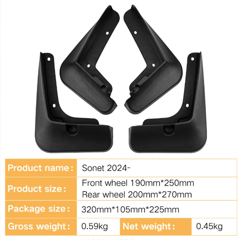 4PCS Car Mud Flap Fender For Kia Sonet 2024 2025 2026 Mudguards Splash Guards Front Rear Anti-splash Mudflaps Auto Accessories - Image 3