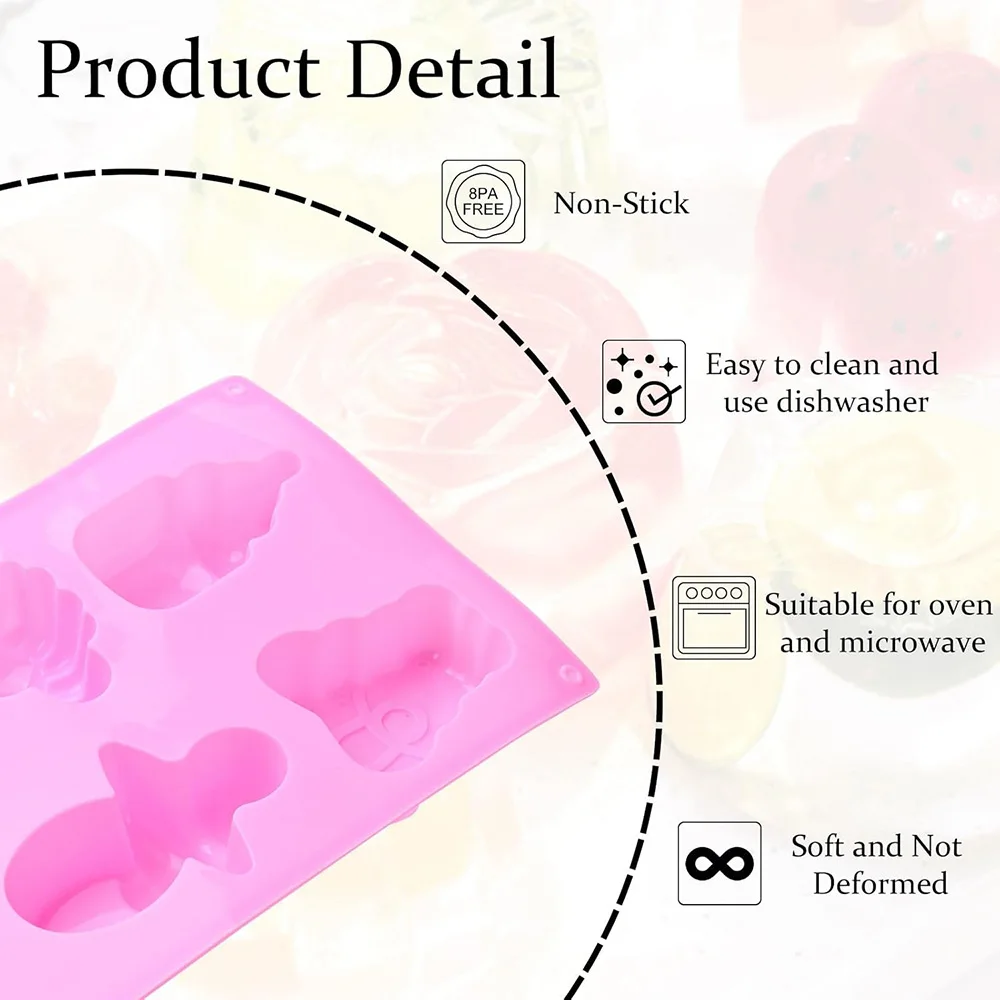 Molde de Silicona para Baby Shower, Molde de Fondant con Forma de Oso, Chupete, Piesitos, Biberón y Cochecito de Bebé para Chocolate y Arcilla Polimérica