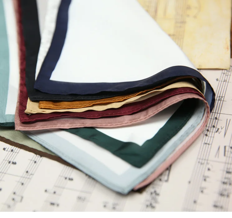 22cm Pocket Square Black Red Edges Wedding for Groom Solid Multi-color Hand-rolled Printed