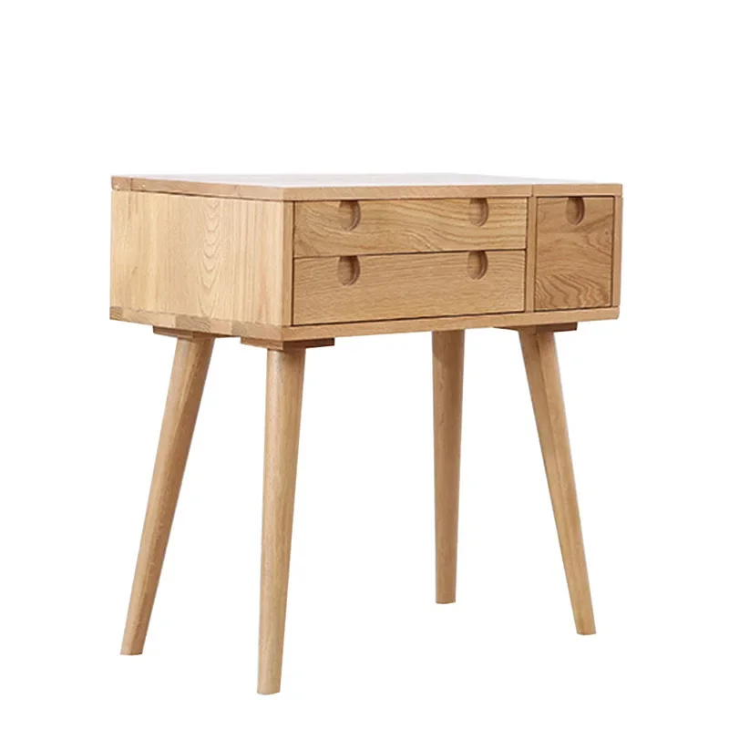 

Nordic red oak clamshell dresser with mirror simple all-solid wood makeup table