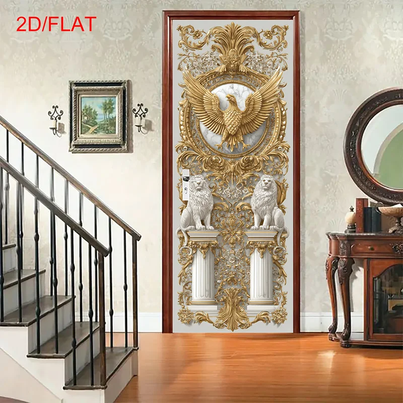 Luxury Baroque Eagle Lion Door Banner Polyester Door Cover Wall Hanging for Home Entrance Living Room Party Decor