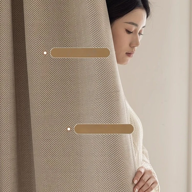 Minimalist New Herringbone Texture Jacquard Chenille Curtains for Bedrooms Living Rooms Balconies Blackout Partitions Customized