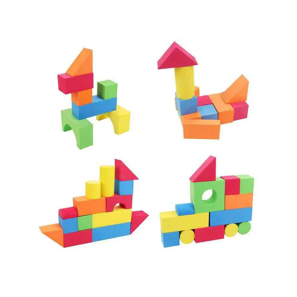 مكعبات بناء ناعمة من مادة إي في إيه ألعاب تعليمية للأطفال مقاس كبير كتل ملونة قابلة للتكديس هدايا للأولاد والبنات مكعبات بناء
