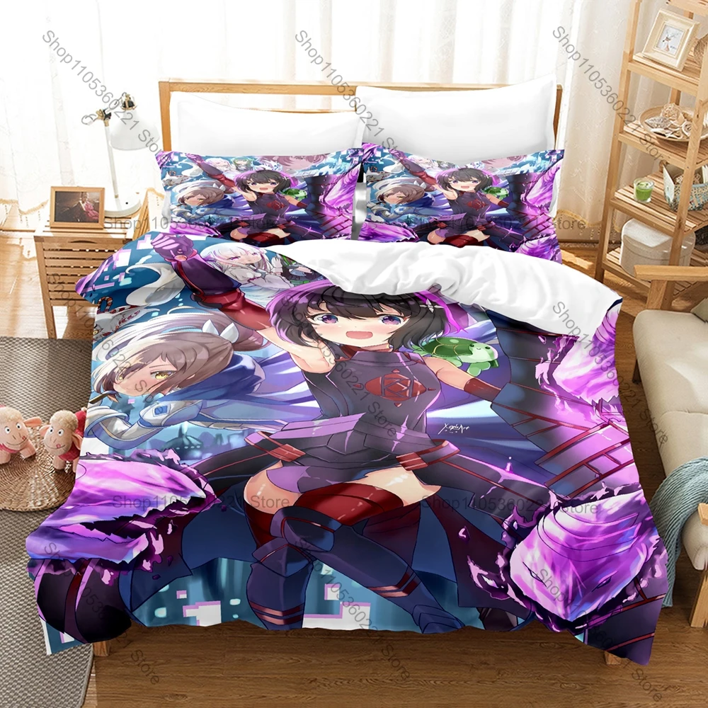 BOFURI Maple Fox Shield Max Defense Cute Fantasy RPG Anime 3D Bedding Set Includes Duvet Cover + 2 Pillowcases Pastel Game Girl