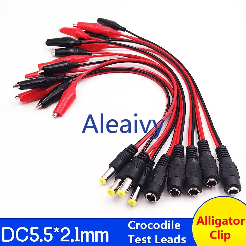 NEW Alligator clip to 1 Female DC Power Plug Connector Adapter 25CM Wire AC/DC 5.5*2.1mm Clips Crocodile Test Leads