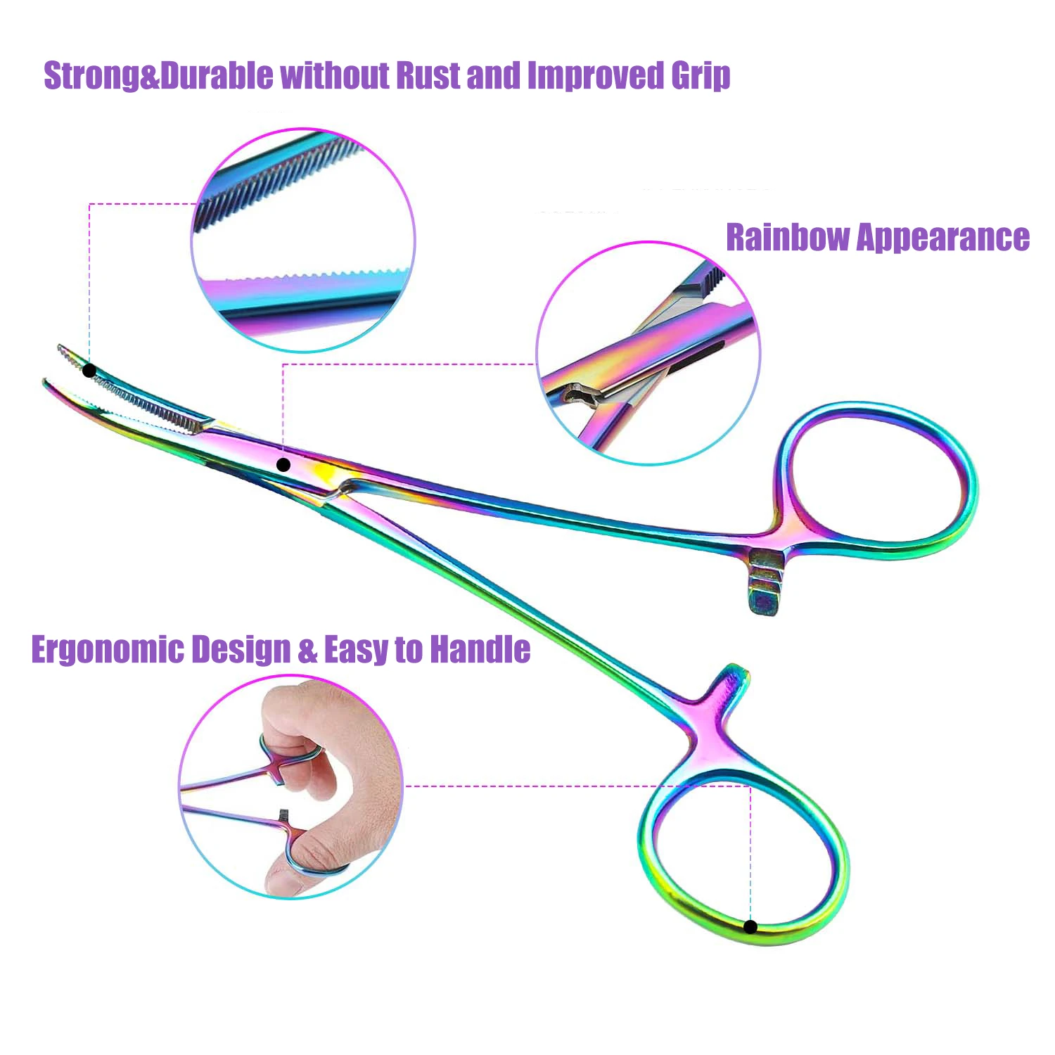 Dog Hair Tweezers Hemostat forceps stainless steel clamps color cosmetic veterinary tools for surgical wound cleaning