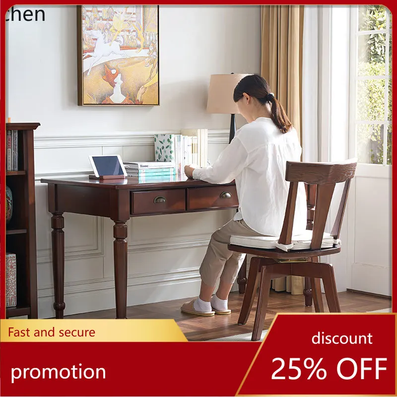 

CZ study furniture simple all solid wood small apartment work desk bedroom