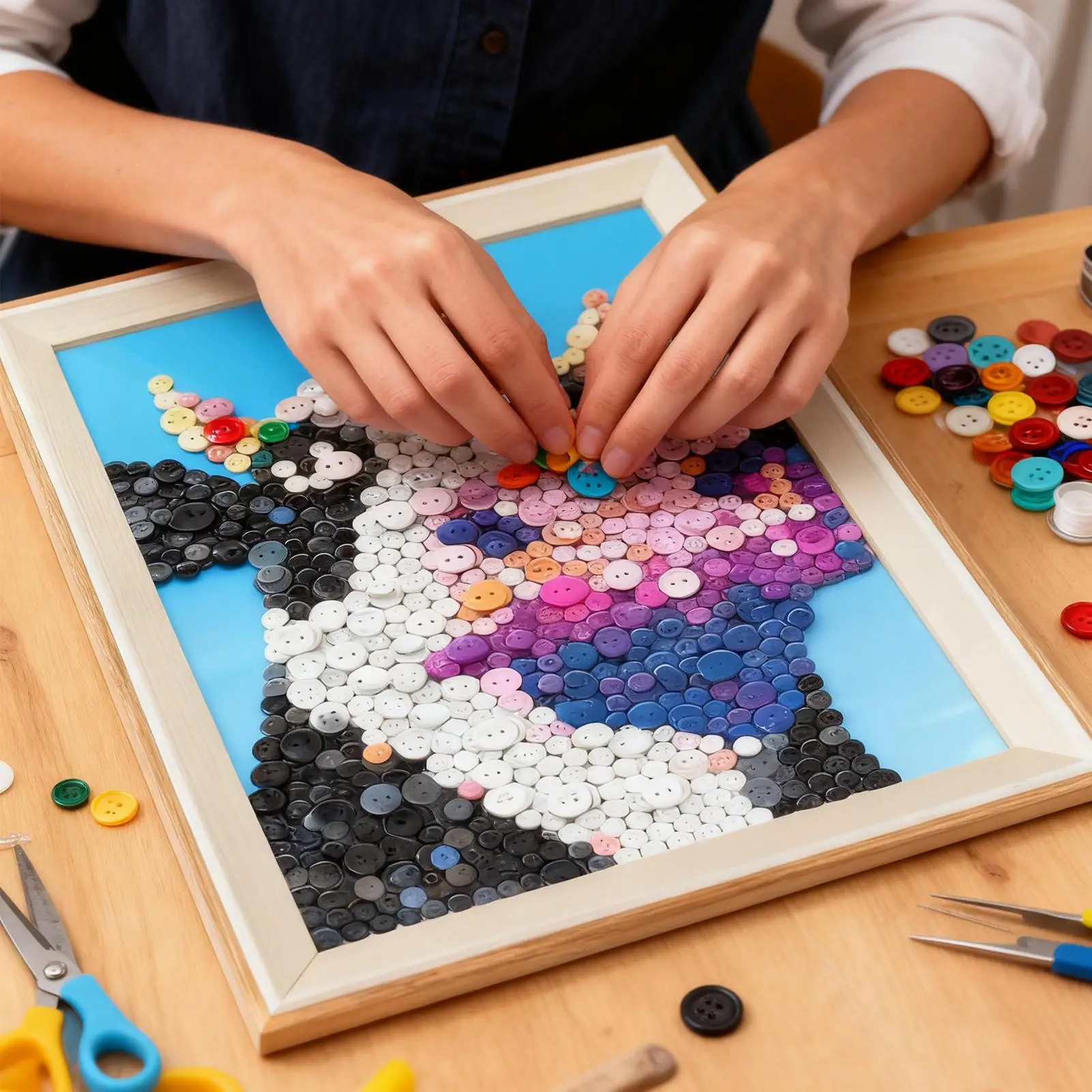 ボタンアートペインティングキット カラフルな教育用樹脂ボタン 牛の絵画クラフト リビングルーム 寝室 教室 男の子 女の子 子供向け