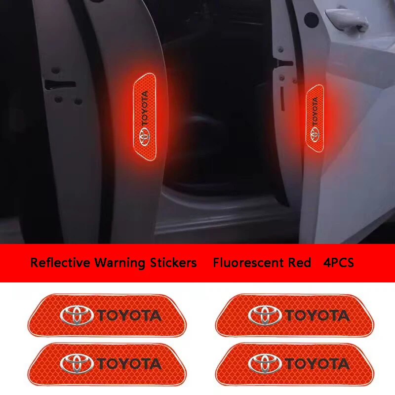 Car Door Safety Warning Reflective Mark 3D Sticker Auto Styling For Toyota Prius Avensis Rav4 Auris Yaris Cruiser Camry Highland