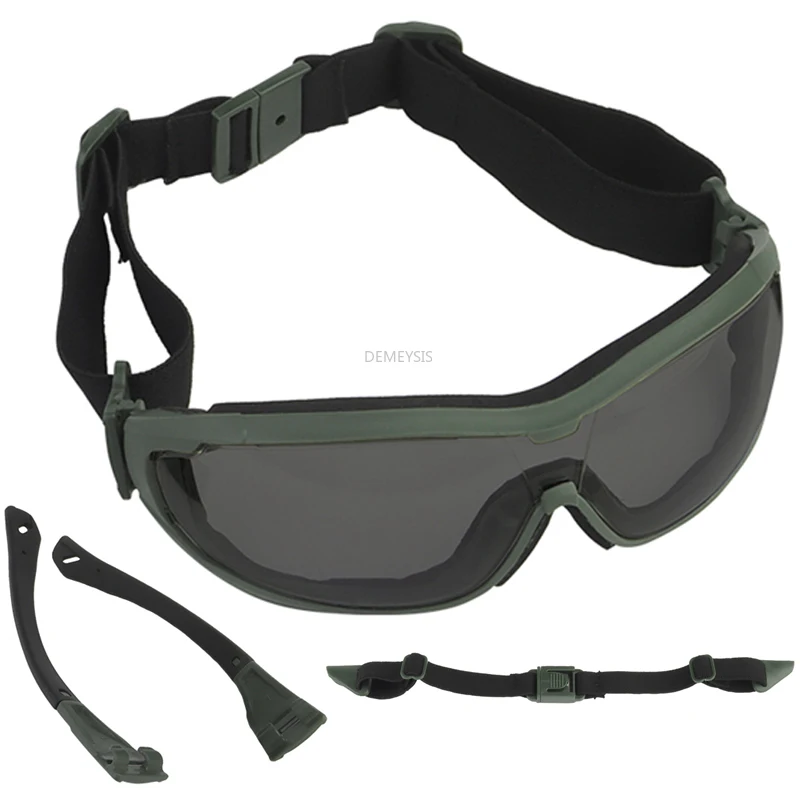 Tactical Hunting Glasses Windproof Outdoor Cycling Riding Hiking Sports Eyewear CS Wargame Protection Goggles with Head Strap