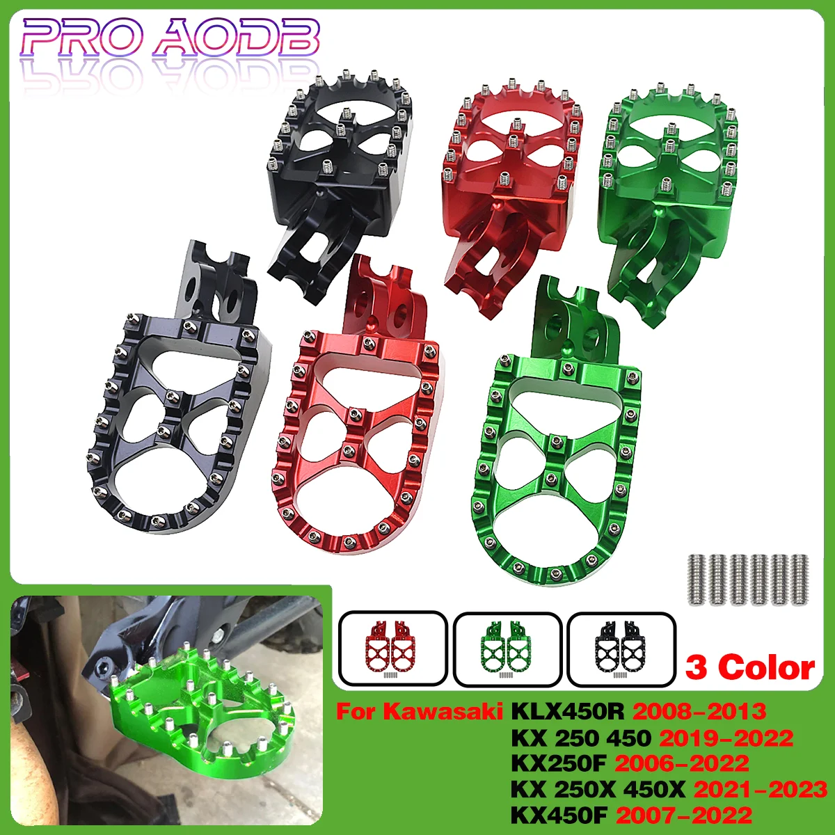 For Kawasaki KX 250 450 250F 450F 250X 450X KLX 450R KXF250 KXF450 Dirt bike Accessories Motorcycle CNC Aluminum Foot Pegs Pedal