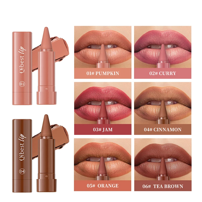 QIBEST Matita per rossetto opaca a lunga durata: finitura naturale per un facile applicazione, perfetta per truccatori e uso quotidiano"