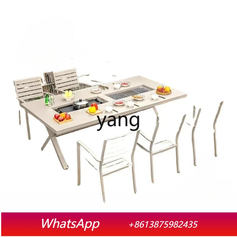 

MMM outdoor barbecue table and chair combination garden aluminum alloy dining table and chair leisure outdoor