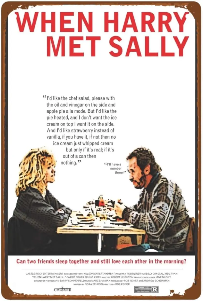 When Met Sally Metal Wall Tin Sign art Vintage Movie Poster room decor Man Cave Retro Gift Decorations