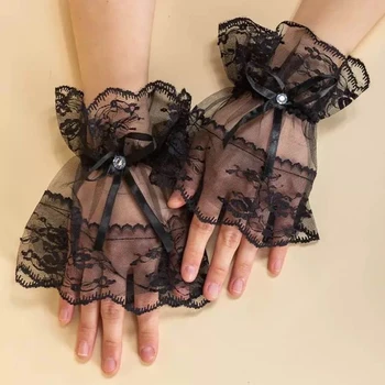 1 Paar abnehmbare gefälschte Ärmel Frauen kurze Spitze Rüschen Ellbogen Ärmel Manschette Frühling Herbst wilde Pullover dekorative Accessoires