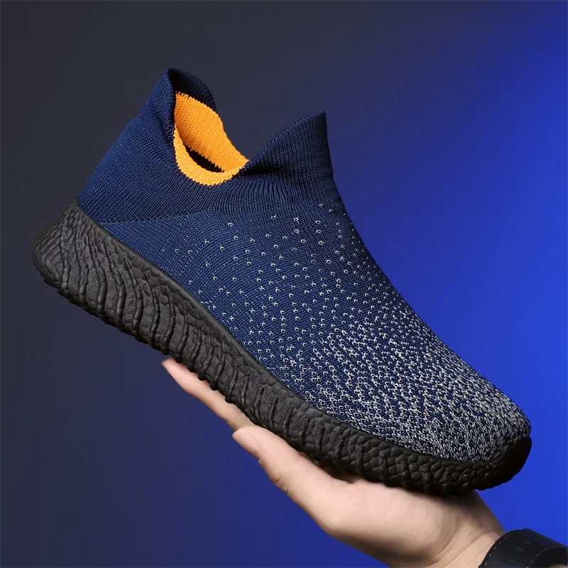 أحذية رياضية للركض باللون الأسود للرجال، أحذية رياضية كاجوال للخروج قابلة للتنفس، أحذية تنس مسطحة شبكية منسوجة للرجال