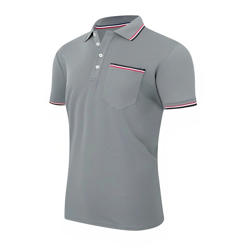 2025 Men's Summer Short Sleeve Polo Casual Breathable Comfortable Polo Shirt Solid Color With Chest Pocket T-Shirts Dropshipping