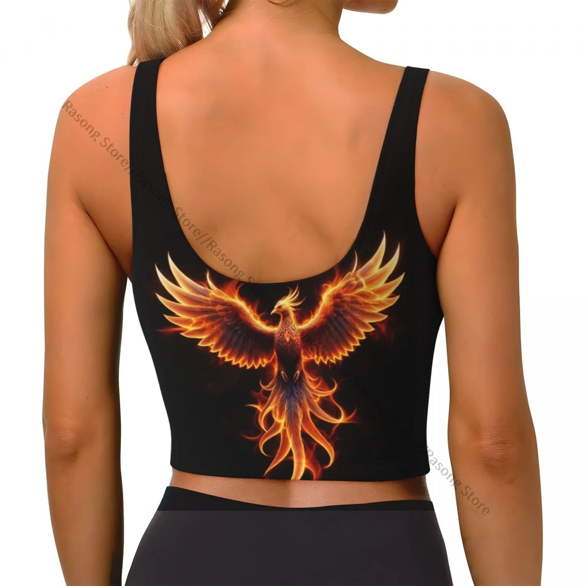 Women Sexy Sports Vest Phoenix Rising From Ash Bird In Fire Symbol Female Streetwear Sport Lingerie Tee Crop Top