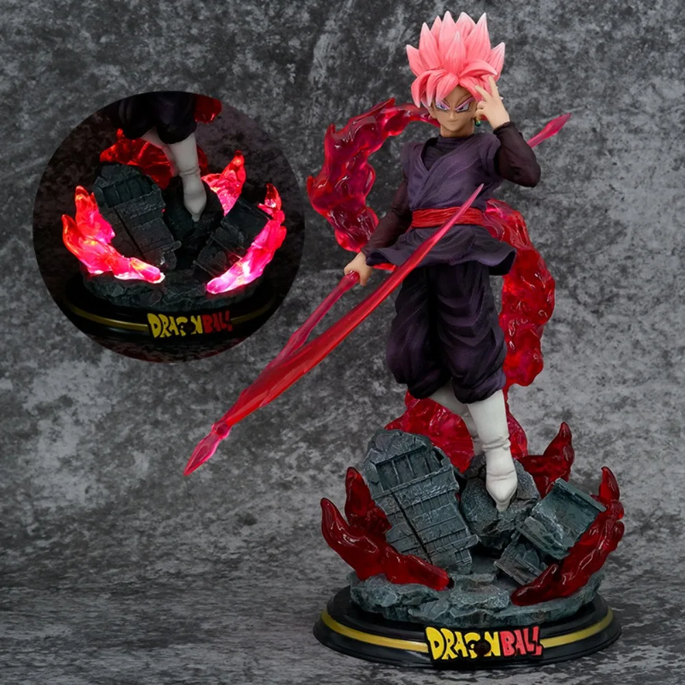 Dragon Ball Z Black Goku Zamasu PVC Anime Figurine Action Figures Statue with Light Base Collection Model Toys Room Decor Gift