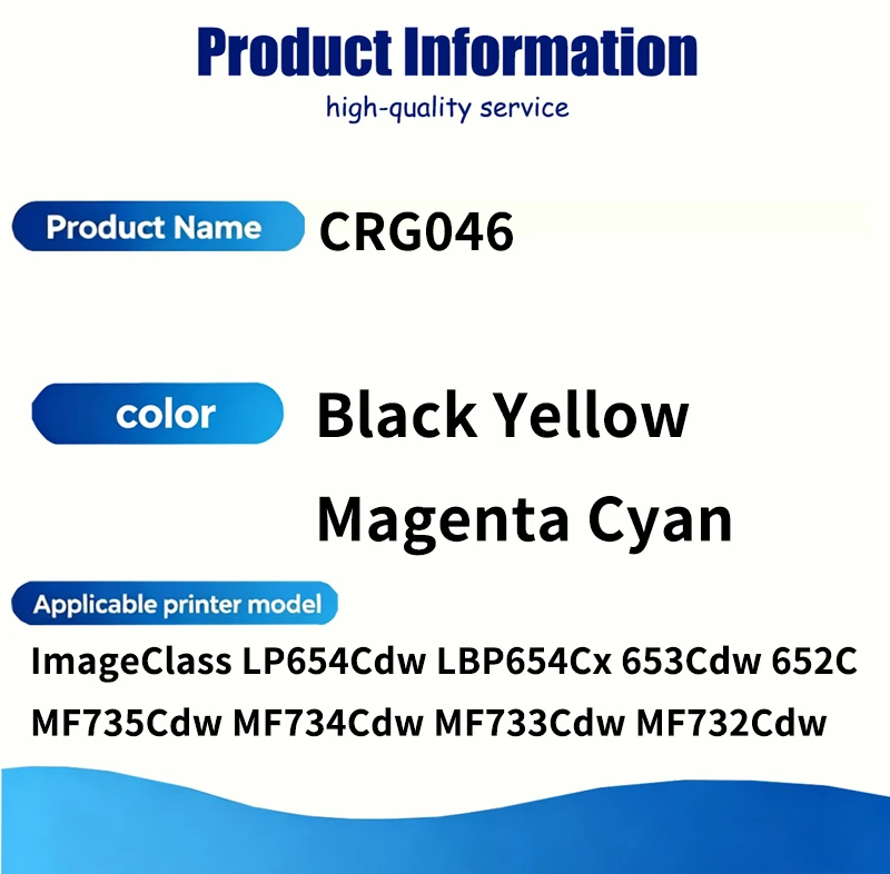 1SET CRG-046 CRG046 Toner Cartridge Compatible for Canon ImageClass LP654Cdw LBP654Cx 653Cdw MF735Cdw MF734Cdw MF733Cdw MF732Cdw