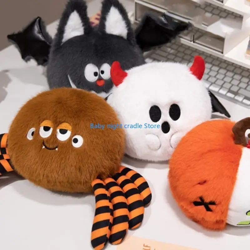 

J2FF Halloween Pumpkins Plush Toy Spiders Stuffed Plush Doll Soft Halloween Ornaments Game Prizes Gift for Party Carnivals