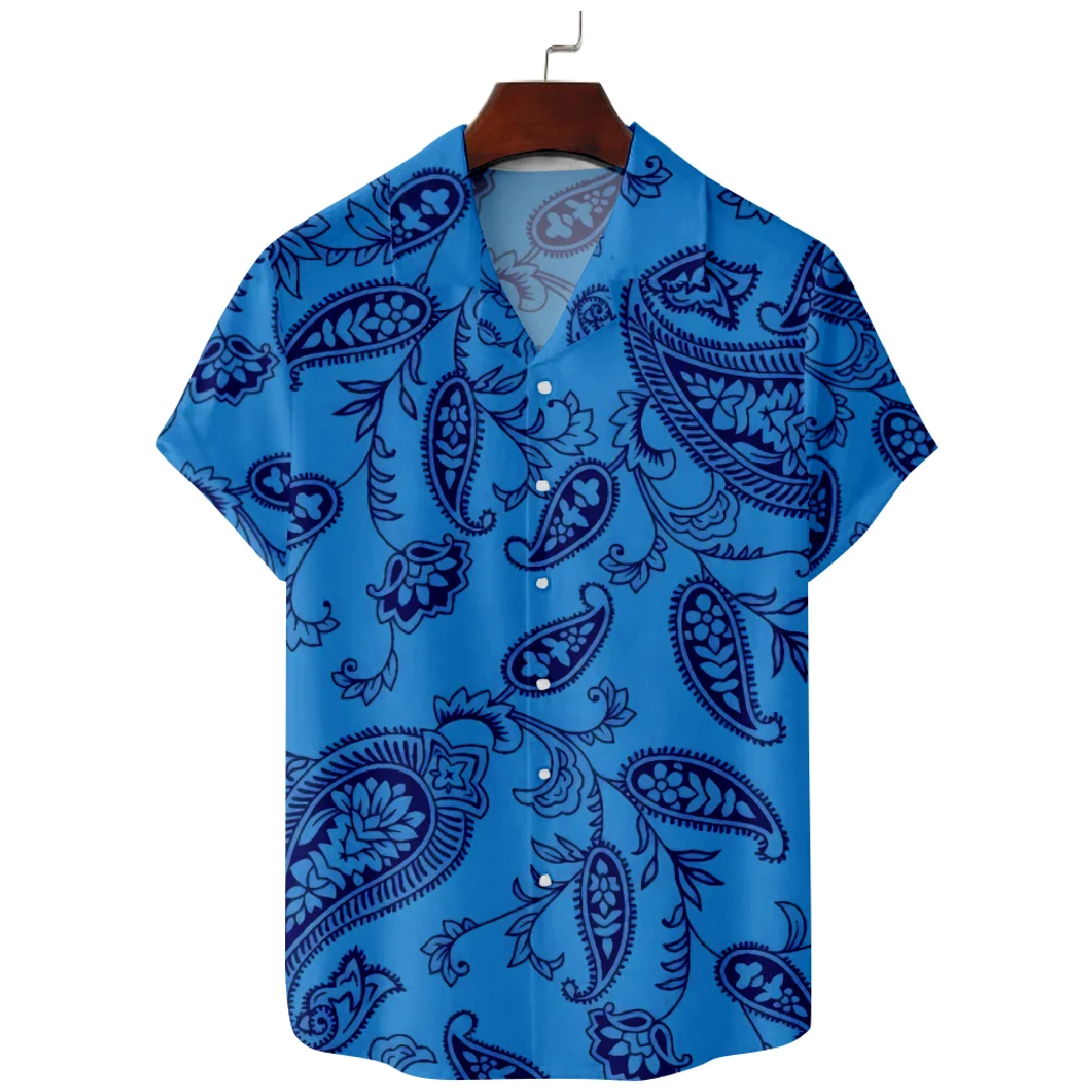 

Hot Sale Summer All Over Pattern Print Hawaiian Short Sleeve Casual Shirts For Men