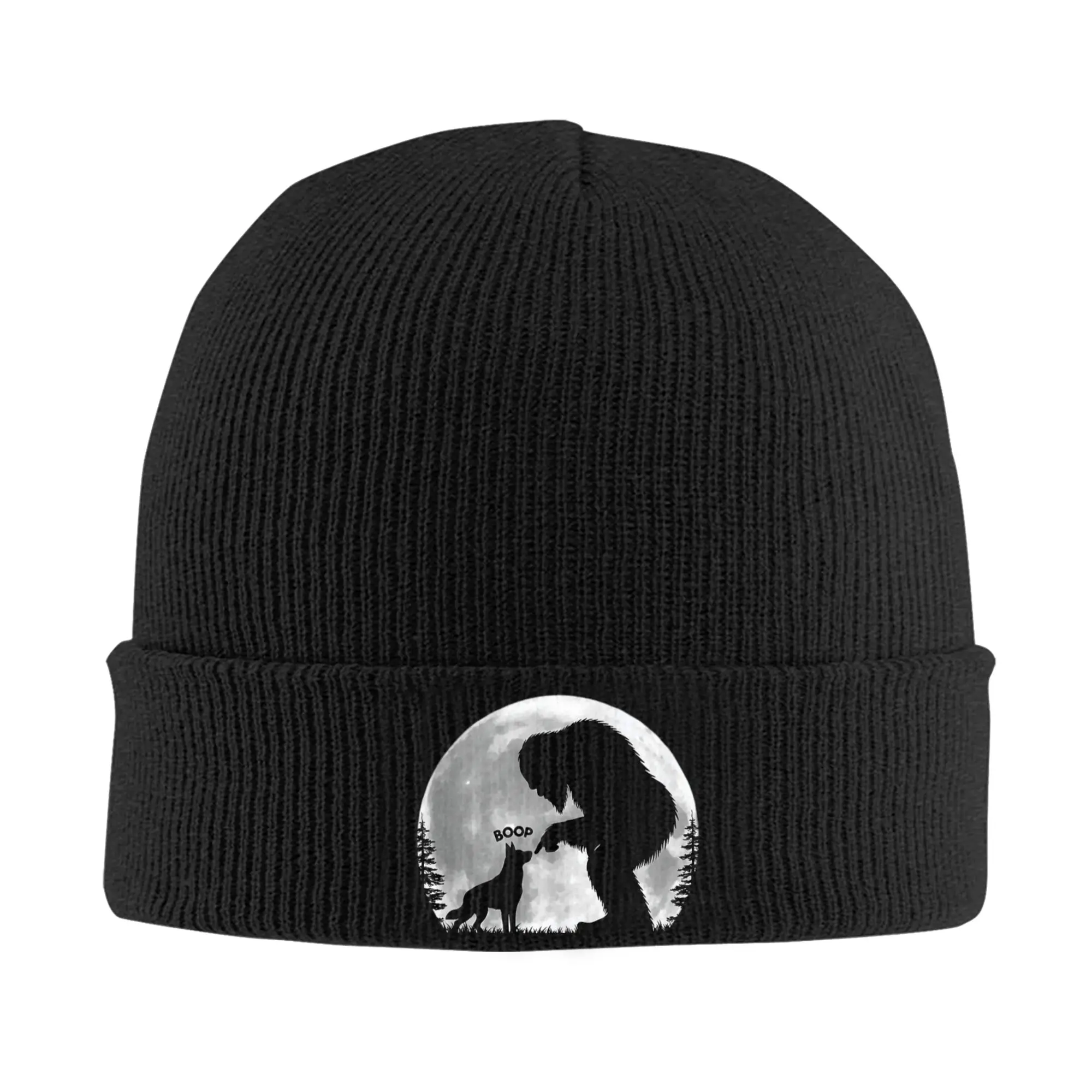 Fun Hand Boop Nose Bigfoot Sasquatch German Shepherd Moon Beanie Hats  Bonnet Hats Female Male Casual Kpop Knitted Hat