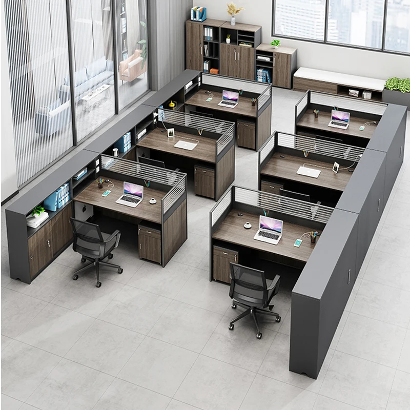 Staff table Desk Office simple financial Thickened screen table and chair combination