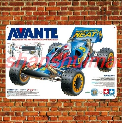 Metal Poster Vintage Rc Car Tin Sign Plaque Tamiya Avante Buggy Boxart