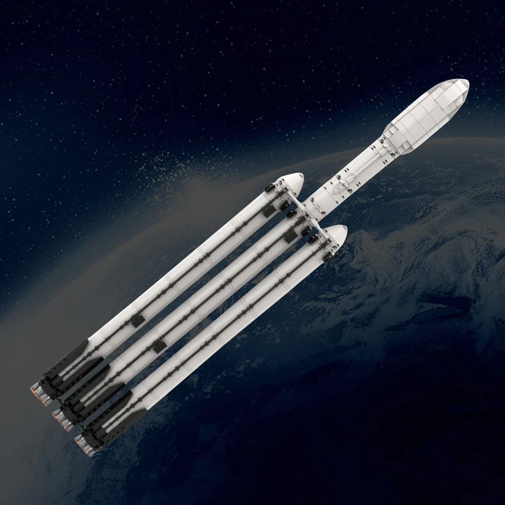 MOC Rocket Falcon Heavy Carrier Saturn V scale SpaceX Spaceship   Launcher Space Universe Aerospace Building Block Toys Gift