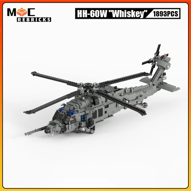 WW2 US Air Force's New Jolly Green II Combat Rescue Helicopter HH-60W Whiskey MOC Building Block Model Sets Kid Bricks Toys Gift