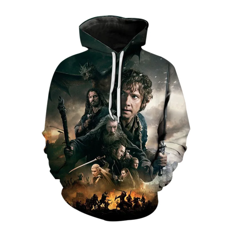 Spring and Autumn Men's and Women's Long Sleeve Hoodies Lord of the Rings Pattern 3D Printed Fashion Sweatshirt Pullover Street