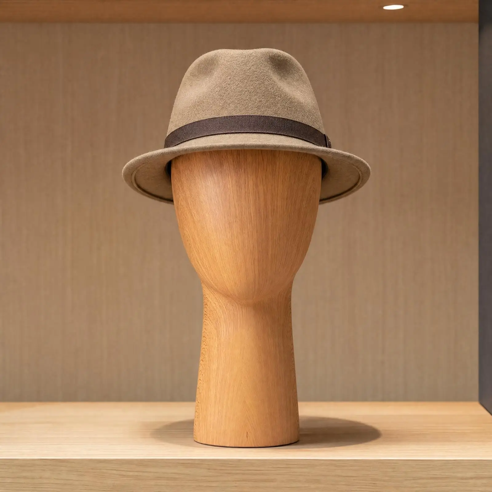 Plastic Mannequin Head Wood Tone Long Neck Form for Displaying Hats Hairpieces and Caps