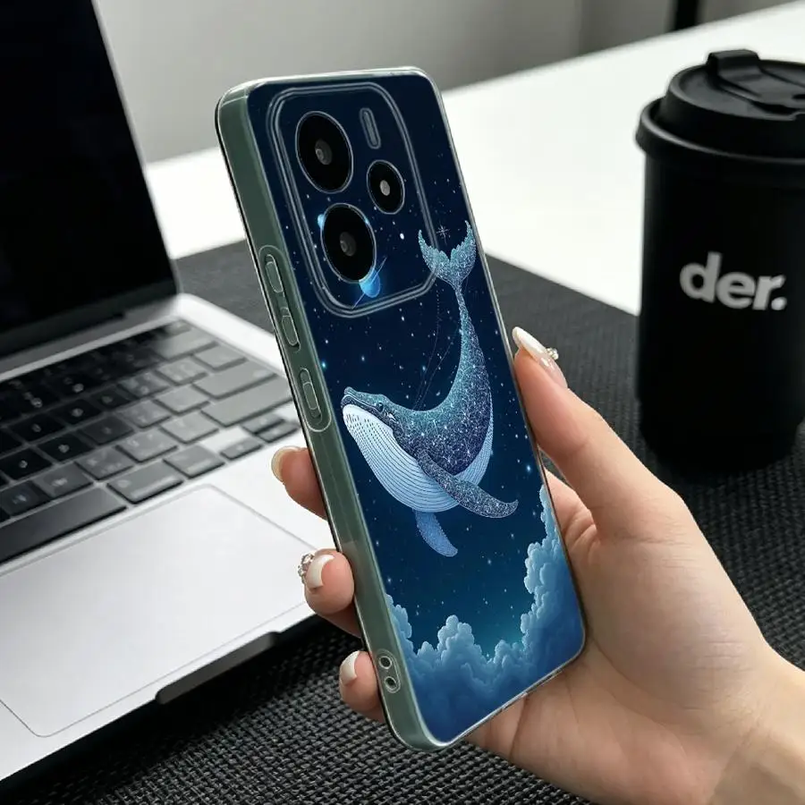 Glowing Whale Tail Print Soft Phone Cover Case for Xiaomi Redmi Note 15 11S 9 10 13C 10S 11 14C Note 13 14 Pro Plus 12S 12 A4 view 6