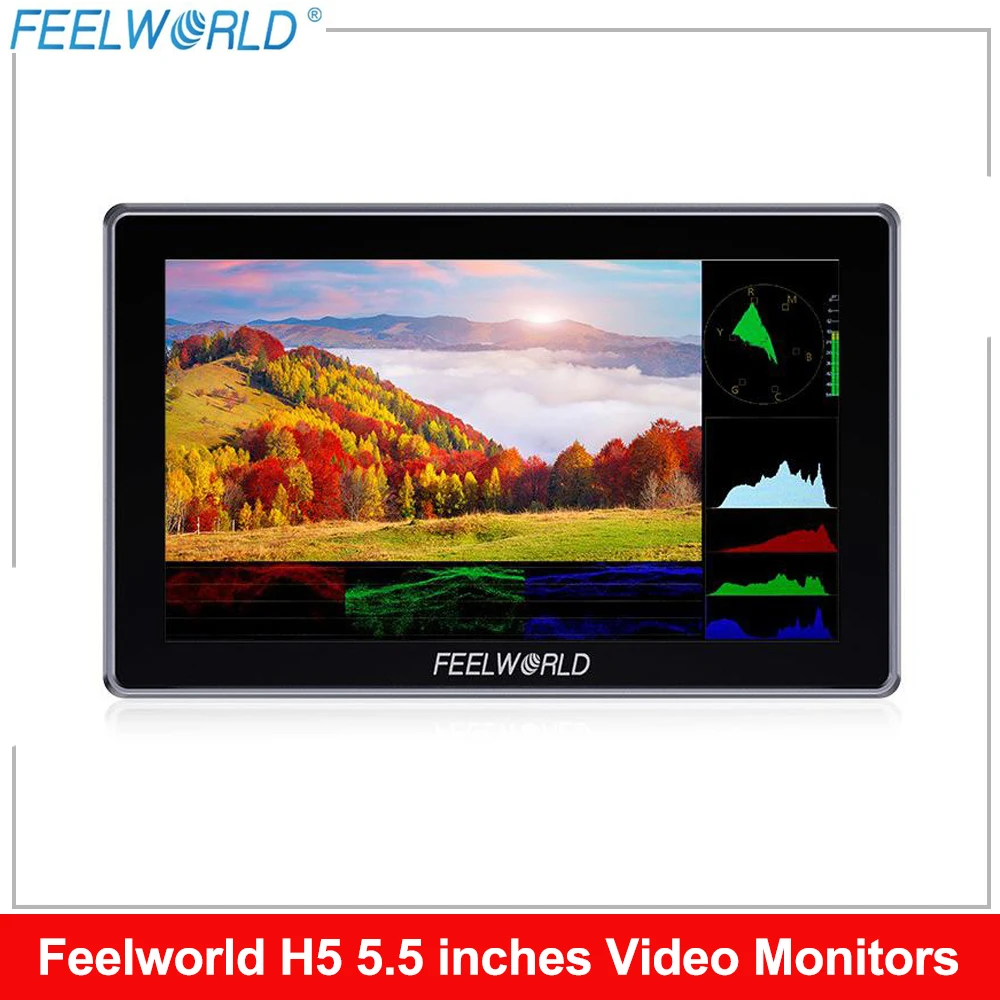 NEW FEELWORLD H5 5.5 inch 1200nit monitor 12G SDI HDMI-compatible 2.0 Camera Field Monitor High Brightness Touchscreen