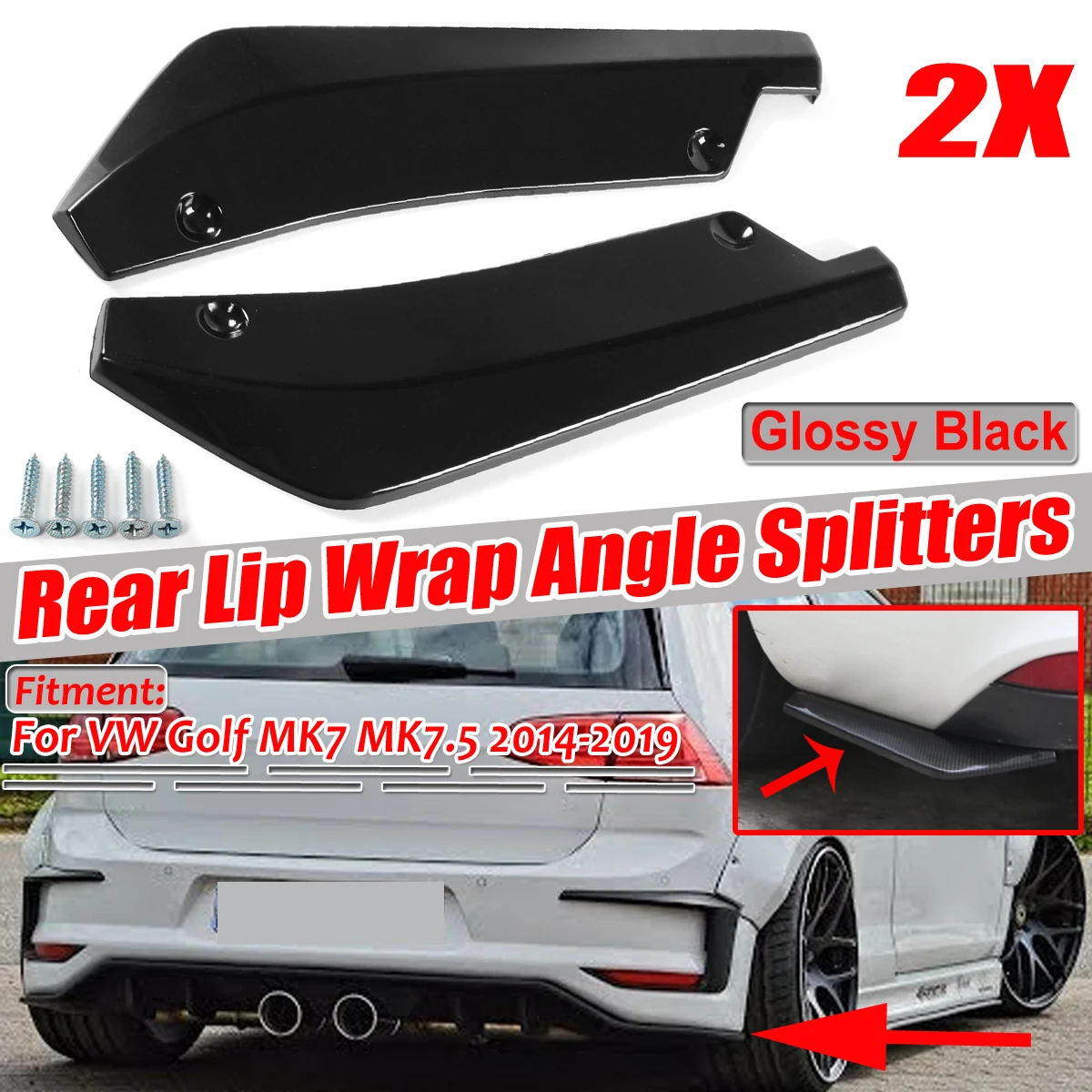 Car Rear Bumper Lip Diffuser Splitter Canard Spoiler Protector For VW Golf MK7 MK7.5 MK6 MK5 For Jetta For Polo Notice Size！！！