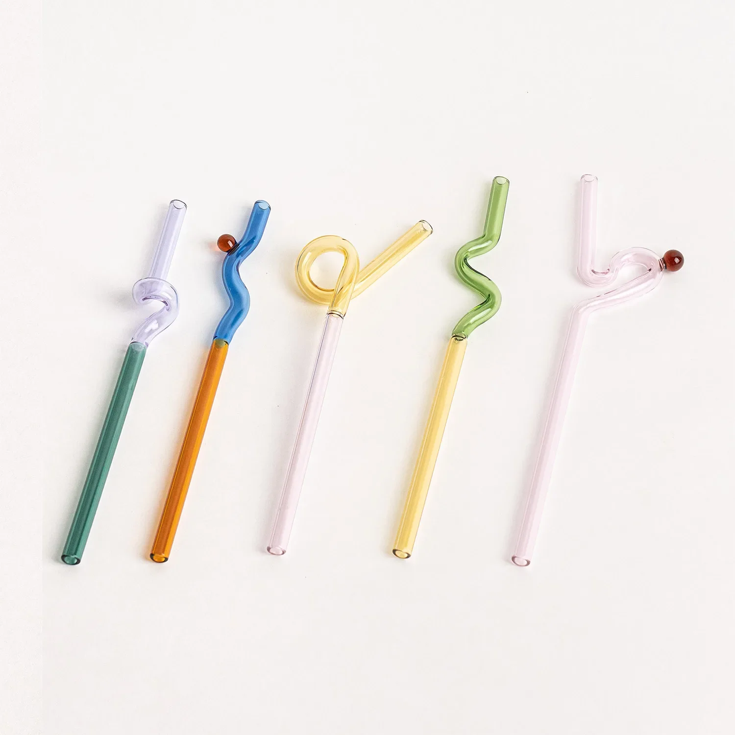 Nordic Glass Straw Lovely Coffee Mixing Twsiting Straws Reusable Dinking Juice Stirring Reusable Straw