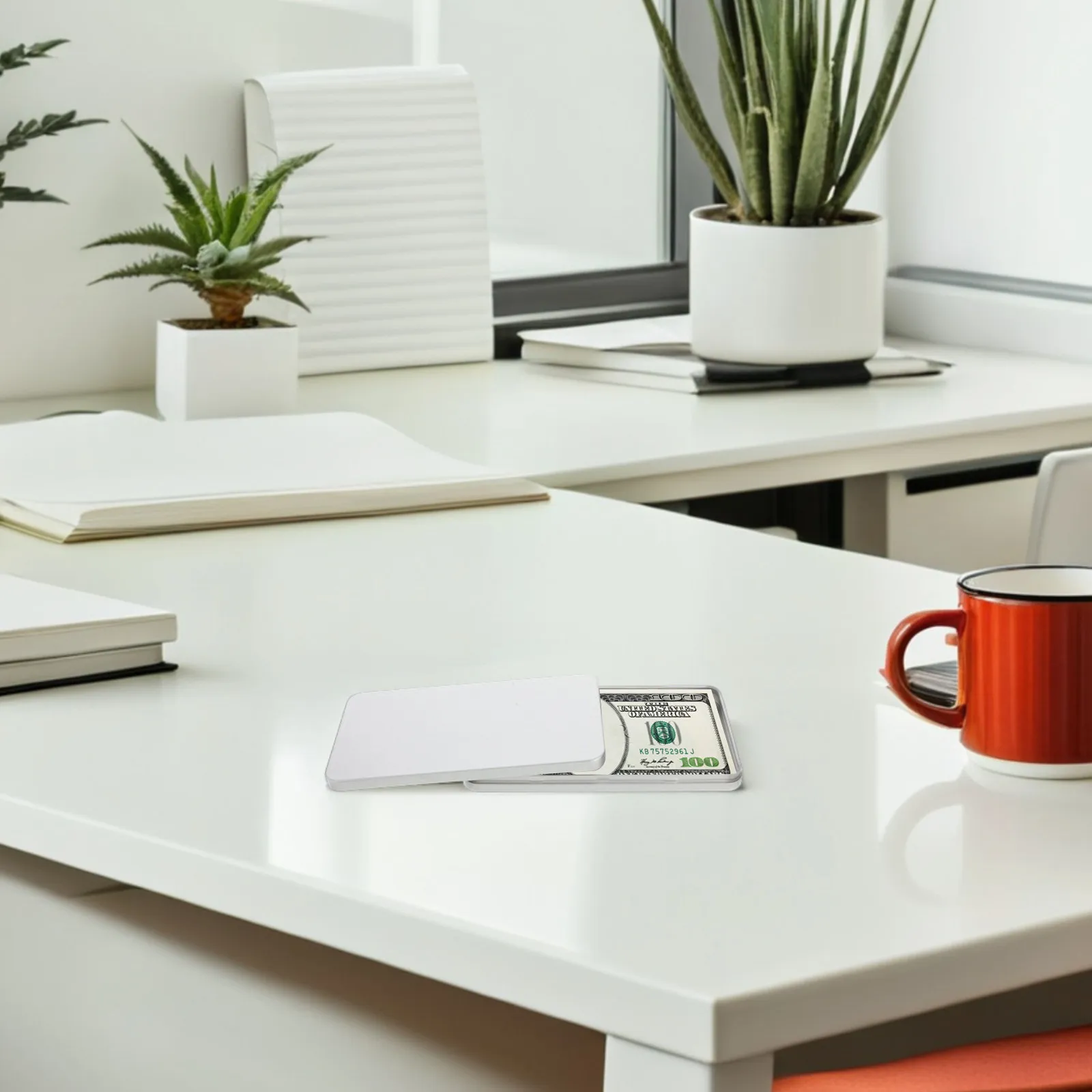 Sturdy Rectangular Cash Storage Box with Lid Elegant Money Organizer for Bills Portable Banknote Holder for Home Office Small