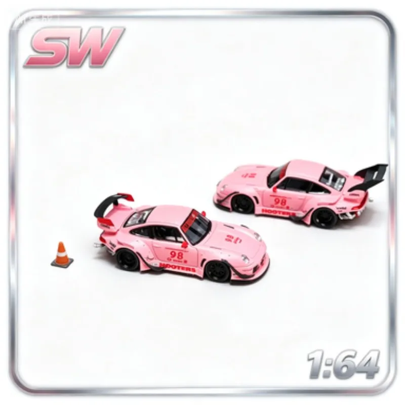 sw-1-64-プレミアムスポーツカー-rwb-993-ピンクカラー、ダイキャスト合金製カーモデル、男性へのギフト、大人のコレクションアイテム。