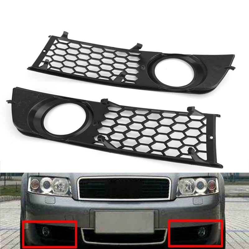 Car Fog Light Open Vent Grille Intake Cover Honeycomb Mesh For Audi A4 B6 2001-2005 Front Fog Light Bumper Grille Cover Frame