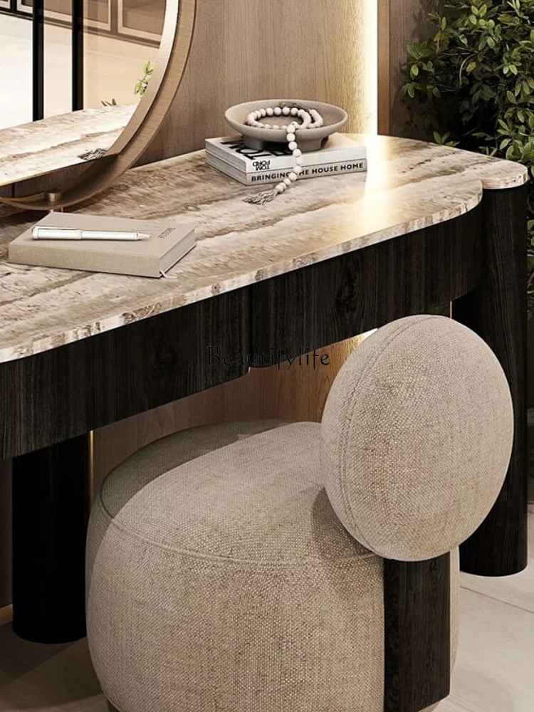 Italian minimalist marble dressing table, high-end wabi-sabi makeup table in the bedroom