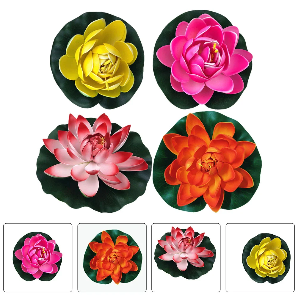 

4 Pcs Artificial Lotus Imitation Fish Tank Vivid Ornament Lifelike Water Landscaping Decor