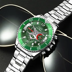 NOTIONR 2024 Fashion Green Mens Watches Luxury Men Sport Waterproof Stainless Steel Quartz Watch Man Business Luminous Clock