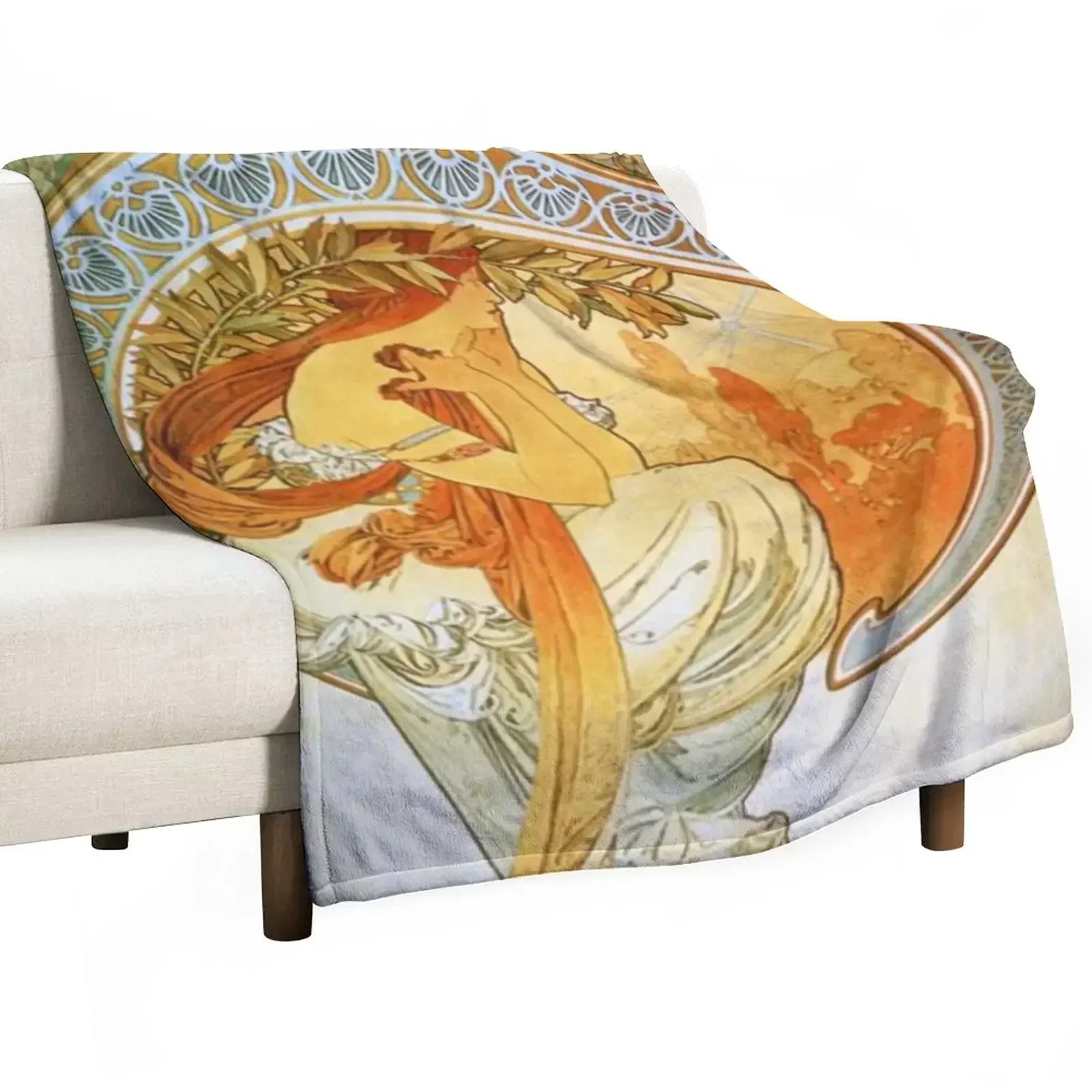 

Alphonse Mucha, Vintage Throw Blanket Luxury Decorative Beds Weighted Blankets